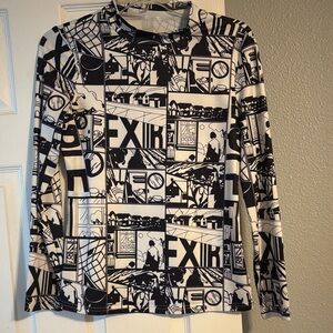 Graphic Black and White Long Sleeve Top